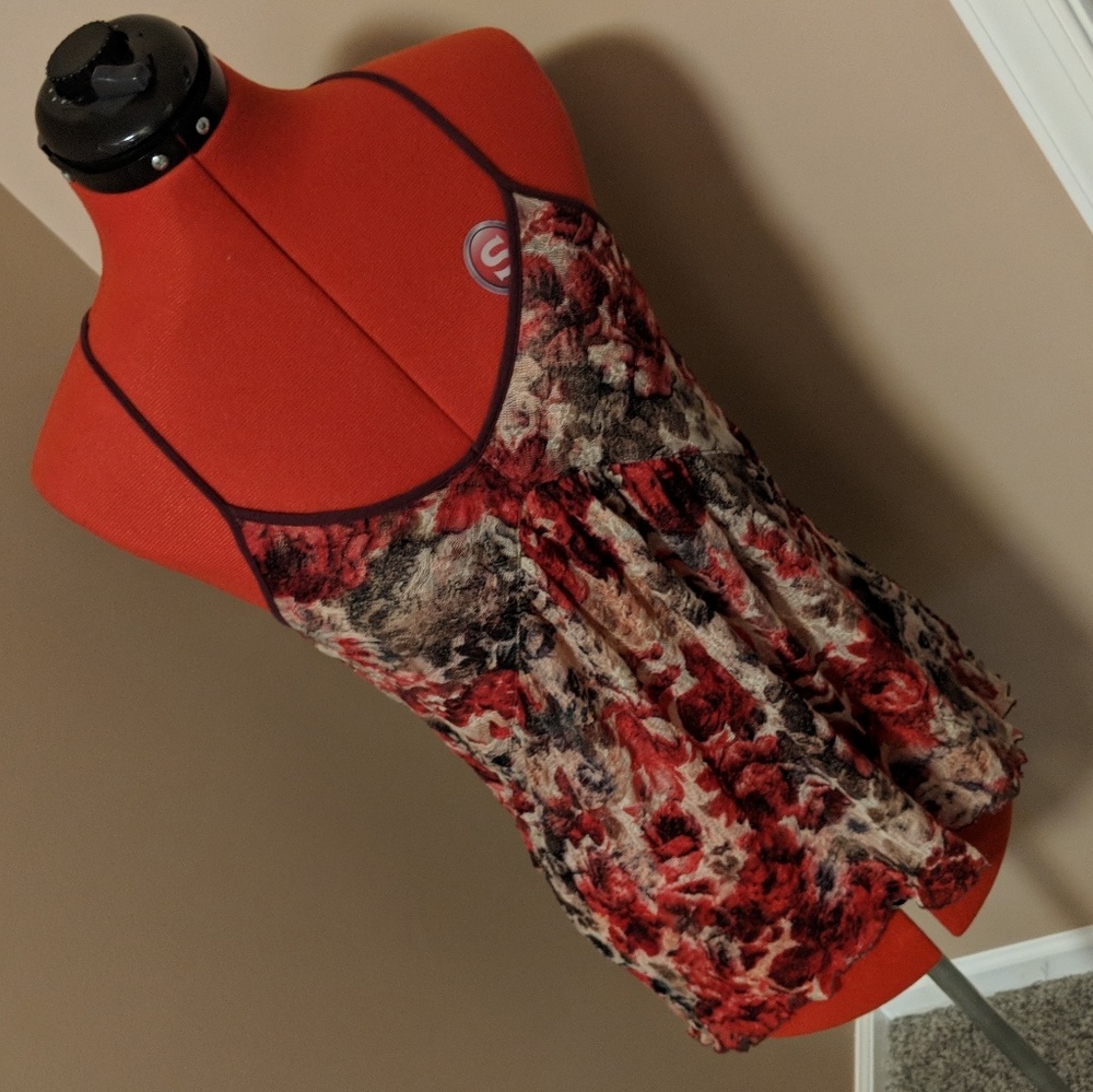 Free People Racer Back Lace Hi-Lo Tank Top